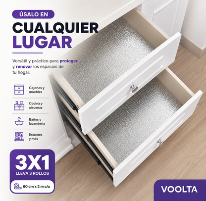 Papel aluminio adhesivo de cocina 3x1