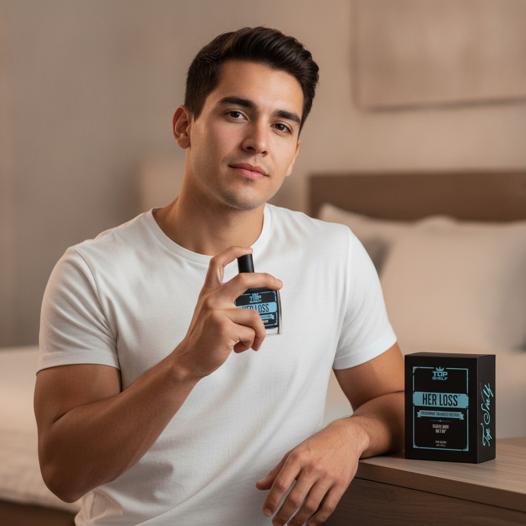 Herloss Perfume - Lifestyle — applying the cologne, natural gesture