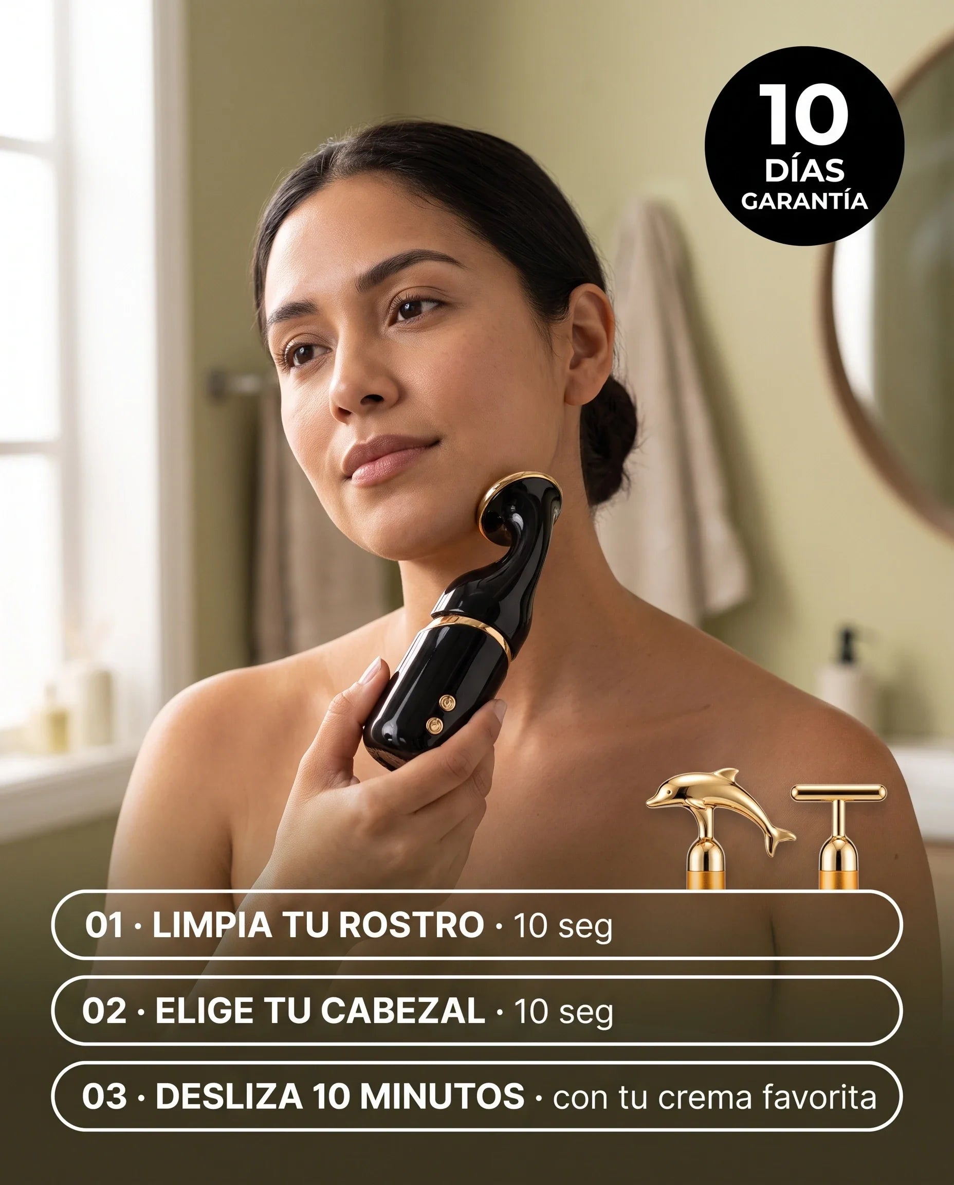 Masajeador Facial Reafirmante 3 en 1 - cómo se usa