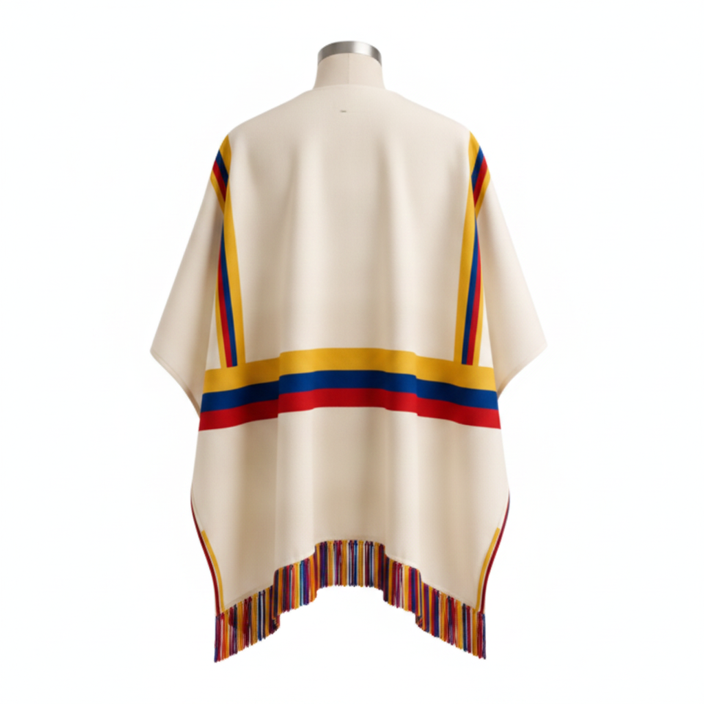 Poncho Colombia crema - Catalog — Crema back view