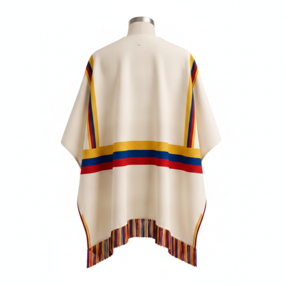 Poncho Colombia crema - Catalog — Crema back view