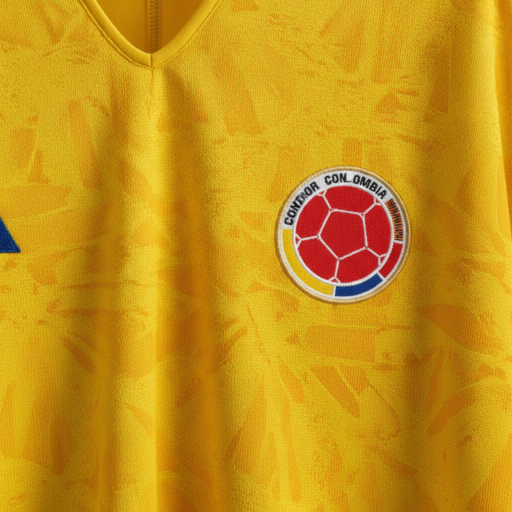 Poncho Colombia amarillo - Trust detail — quality close-up on chest emblem/logo (Amarillo)